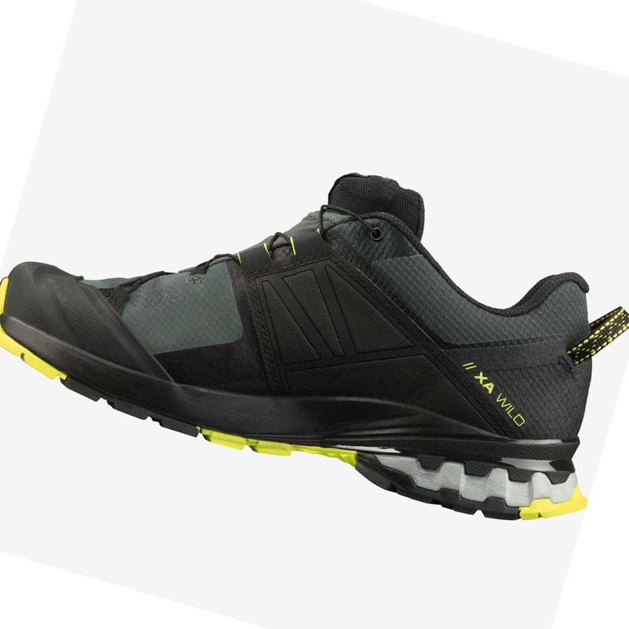 Salomon XA WILD GORE-TEX Trail Futócipő Férfi Fekete Olivazöld | HU 2124FDN